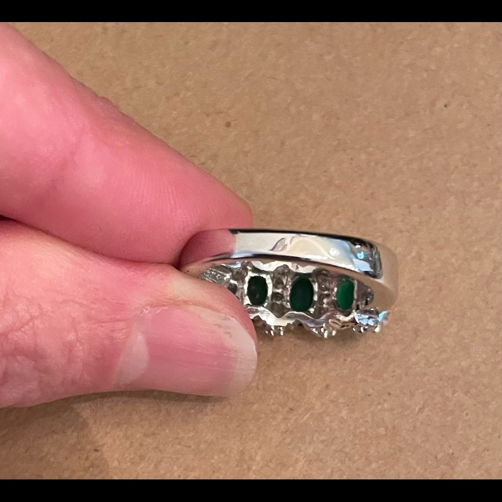 Solid Sterling Silver Lab Created Emerald And Dia… - image 5